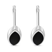 Black Onyx Lens Shaped Silver Earrings, e351st